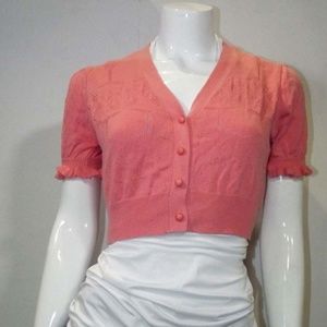 Adorable Cropped Pink Cardigan/Sweater - Size L
